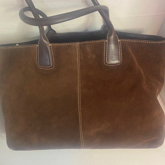 Cole Haan Suede Leather Shoulder Bag/Tote Brown - Picture 12 of 16